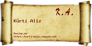 Kürti Aliz névjegykártya